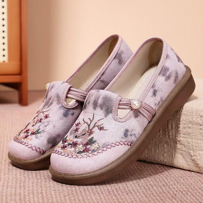 Damen Bequeme und stilvolle Hausschuhe mit floralem Design EB
