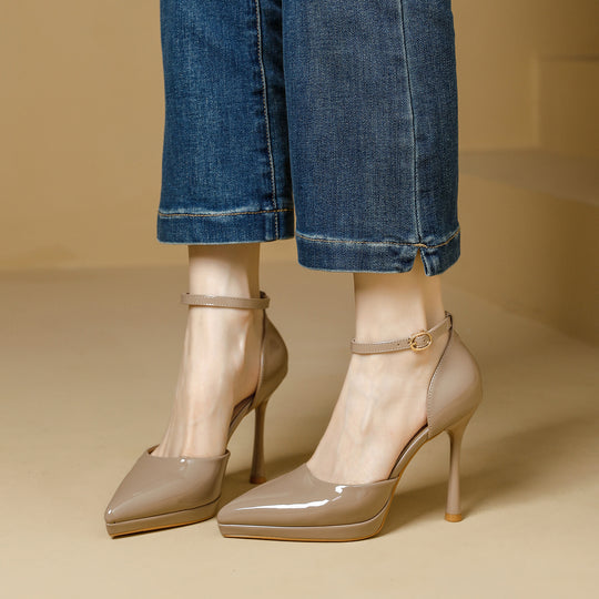 Damen elegante Pumps mit schmalem Riemen und spitz zulaufendem Design EB