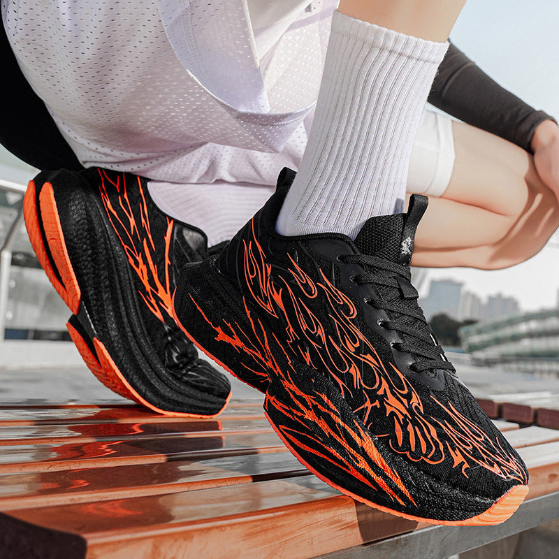 Damen Sportliche Sneaker mit stylishem Flame-Design und atmungsaktiver Mesh-Oberfläche EB