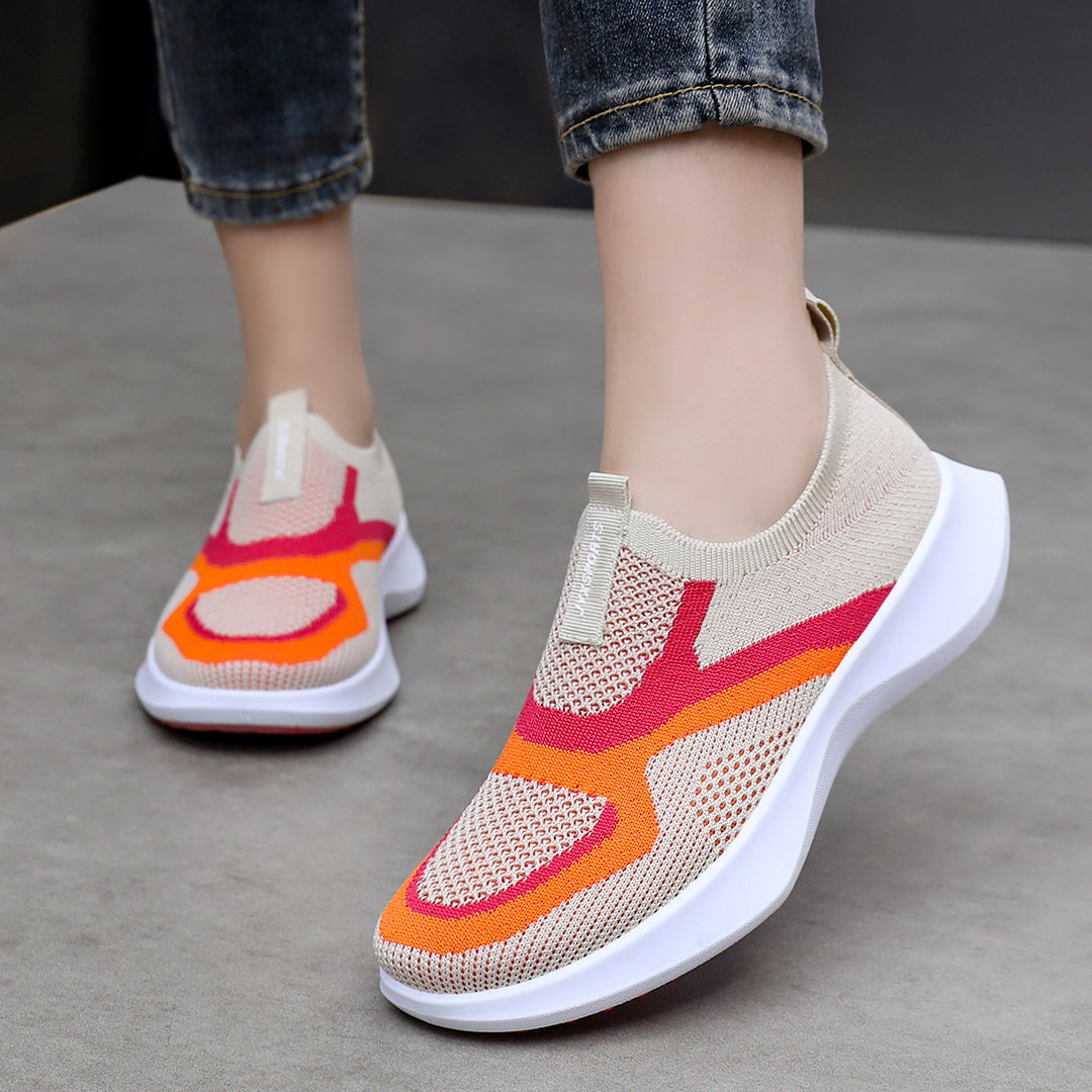 Damen Atmungsaktive Slip-On Sportschuhe mit elastischer Stricktechnologie EB