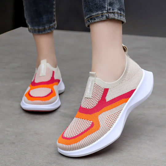 Damen Atmungsaktive Slip-On Sportschuhe mit elastischer Stricktechnologie EB