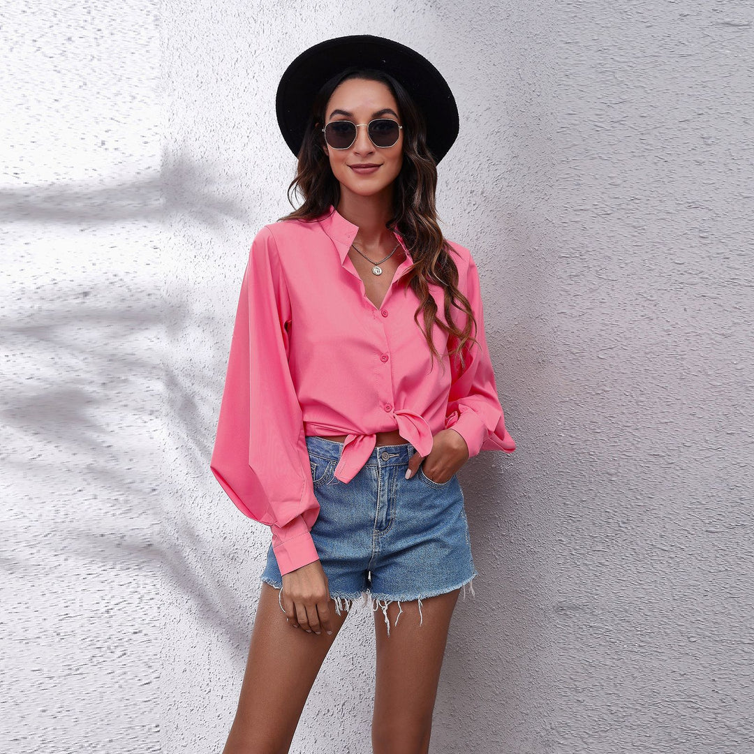 Damen Oversized Longsleeve Bluse mit lässigem Schnitt und voluminösen Ärmeln EB