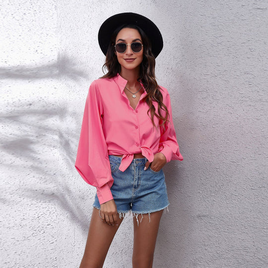 Damen Oversized Longsleeve Bluse mit lässigem Schnitt und voluminösen Ärmeln EB