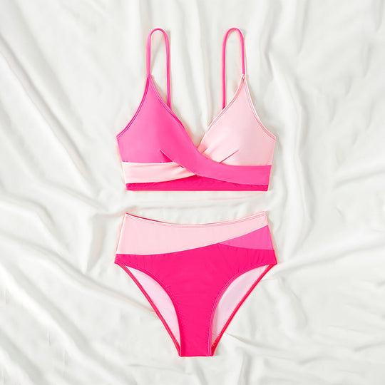 Damen Bikini-Set mit elegantem Wickeldesign und hohem Beinausschnitt EB