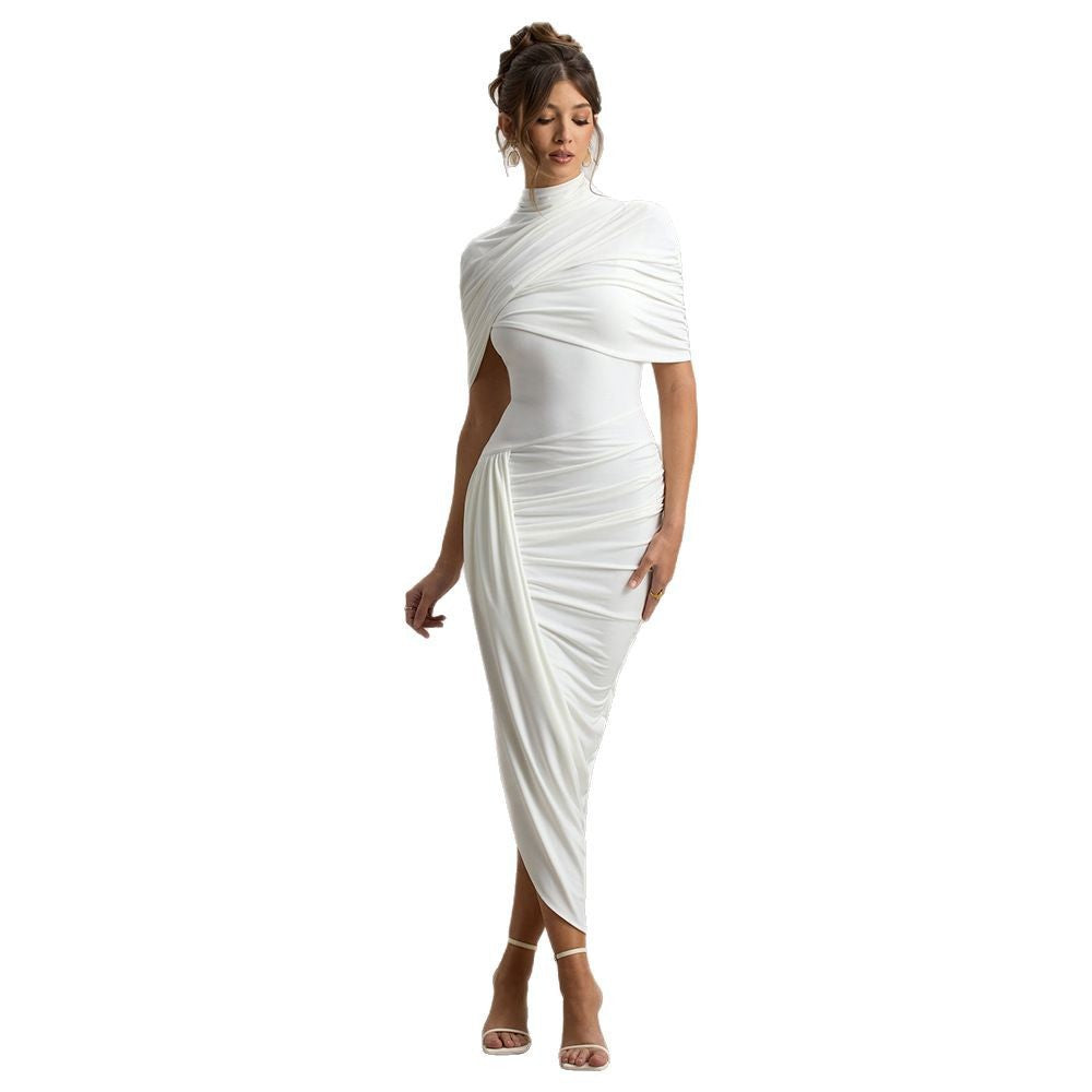 Damen Elegantes Maxi-Kleid mit asymmetrischen Rüschendetails EB