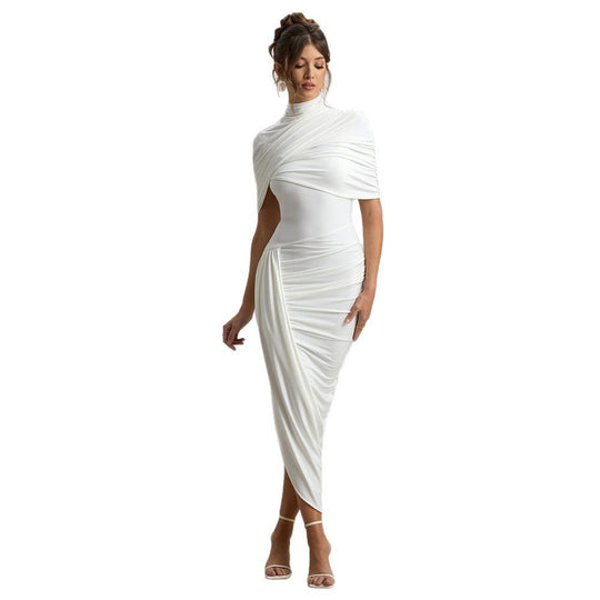 Damen Elegantes Maxi-Kleid mit asymmetrischen Rüschendetails EB