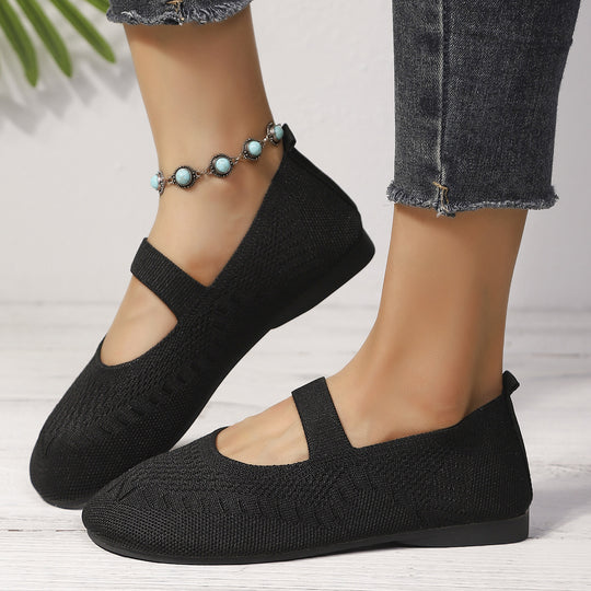 Damen elegante Strick-Ballerinas mit flexiblem Fußbett EB