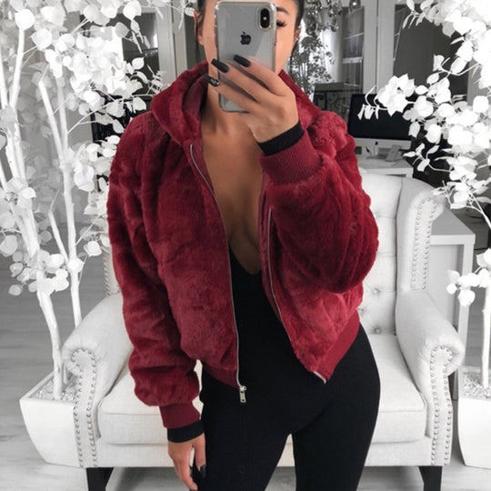 Damen Kunstfell Bomberjacke EB
