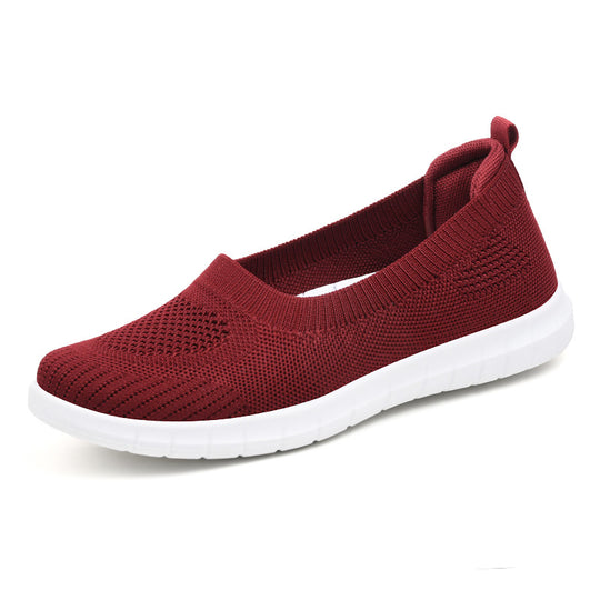 Damen bequeme Slip-On Sneakers mit atmungsaktiver Strickoberfläche EB