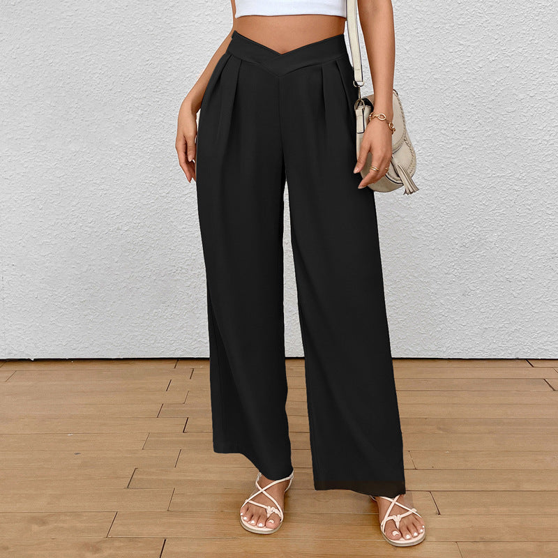 Damen Weit geschnittene Stoffhose mit eleganten Falten EB