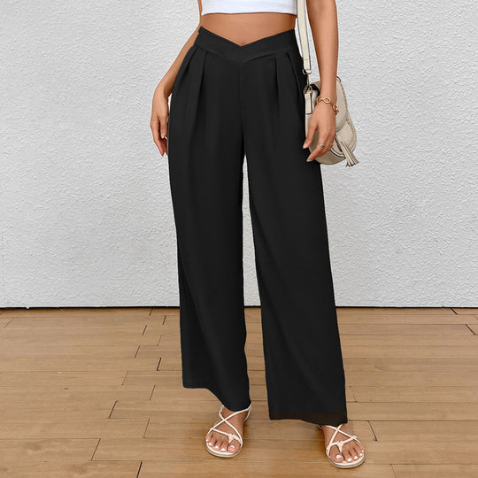 Damen Weit geschnittene Stoffhose mit eleganten Falten EB