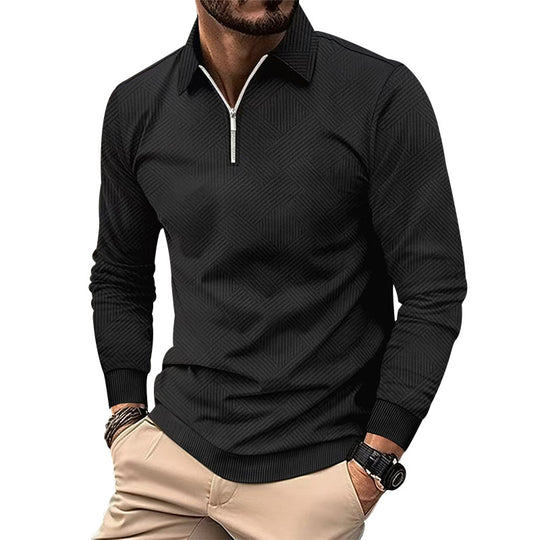Herren hochwertiger Strickpullover mit Stehkragen und modischem Reißverschluss EB