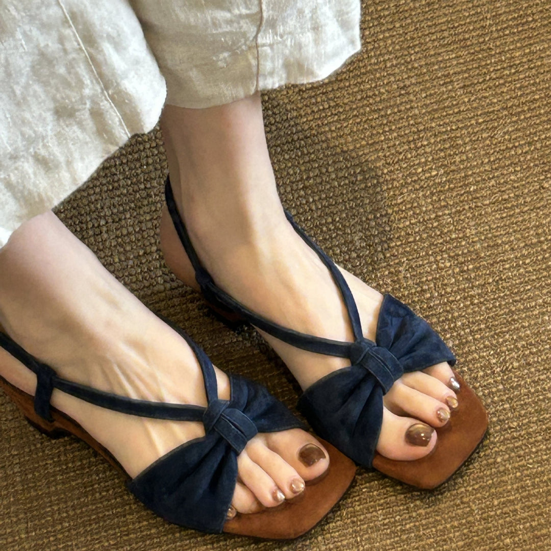 Damen Sandalen mit elegantem Schleifen-Design und komfortablem Blockabsatz EB