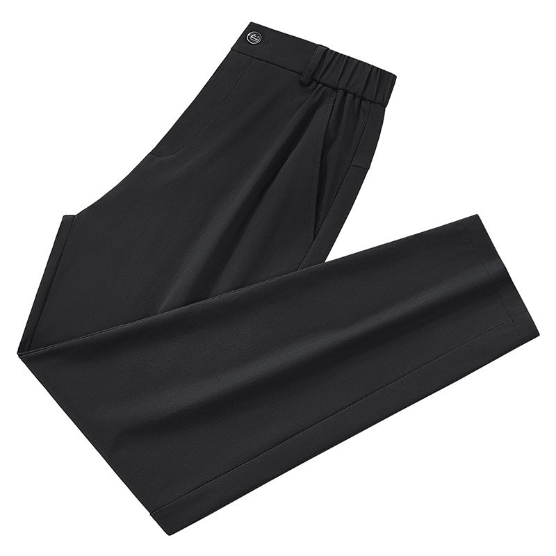 Herren leichte Reisehose mit elastischem Bund, geradem Bein, Reißverschluss-Details und seitlichen Eingrifftaschen EB