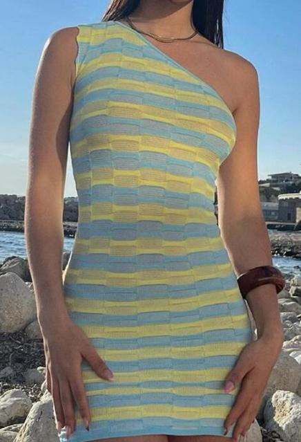 Damen asymmetrisches Top mit kreativem Muster EB