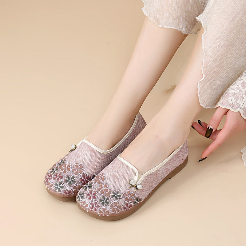Damen Bequeme und modische Ballerinas mit feinem Blumenmuster EB