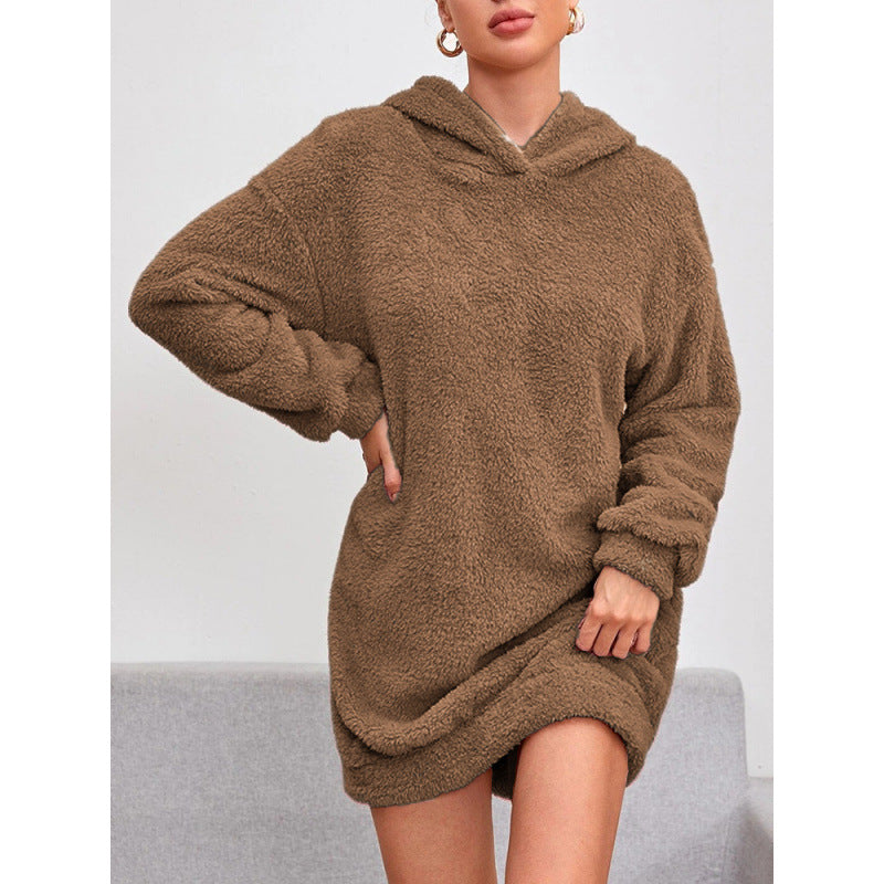 Damen Kuscheliger Oversize-Hoodiekleid aus weichem Fleece EB