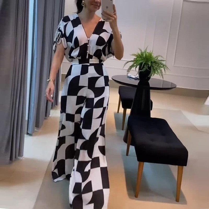 Damen Langes Maxikleid mit grafischem Muster und Raffung EB