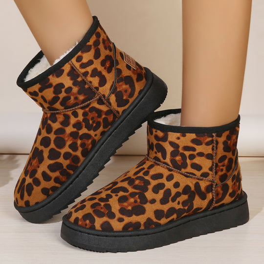 Damen Modische Winterboots mit weichem Innenfutter und Leo-Muster EB