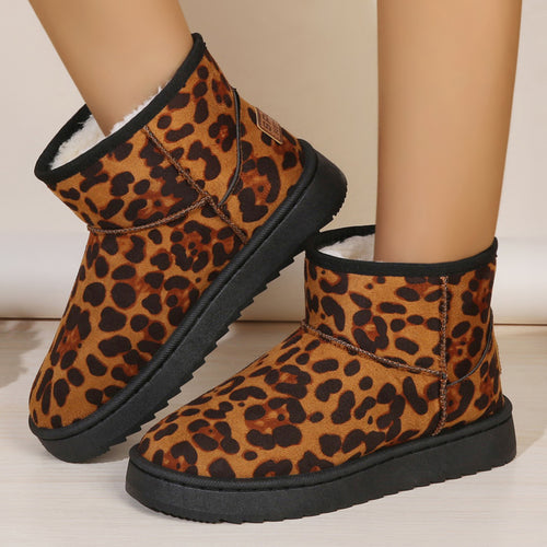 Damen Modische Winterboots mit weichem Innenfutter und Leo-Muster EB