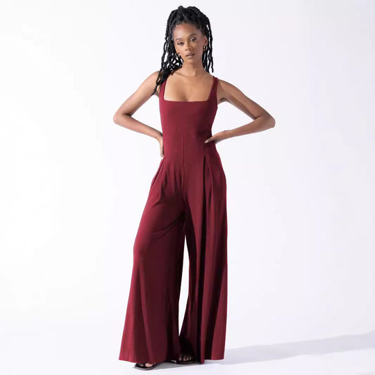 Damen Jumpsuit mit weit geschnittenem Bein und tiefem Rückenausschnitt EB