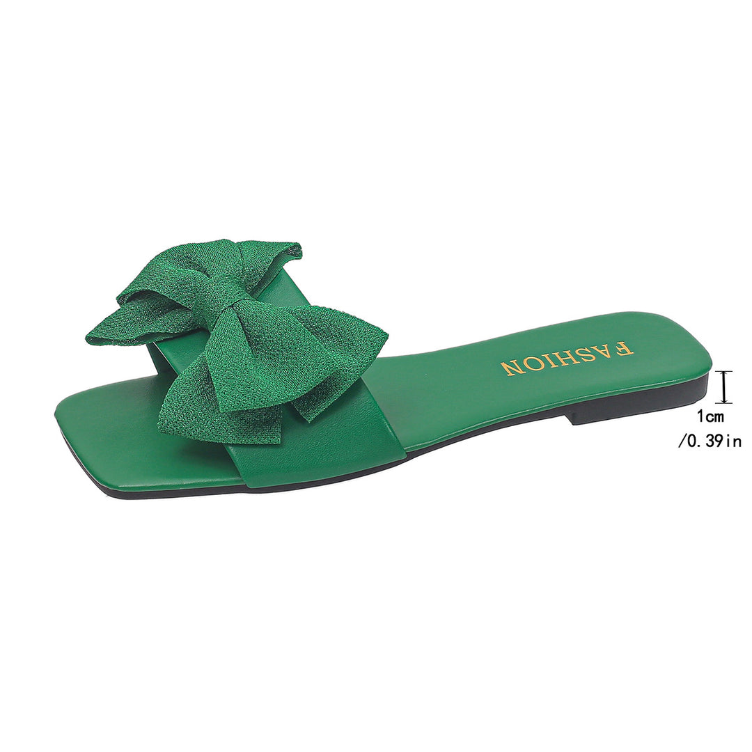 Damen Elegante Slipper mit großzügigem Schleifenverzierungen und glattem Obermaterial EB