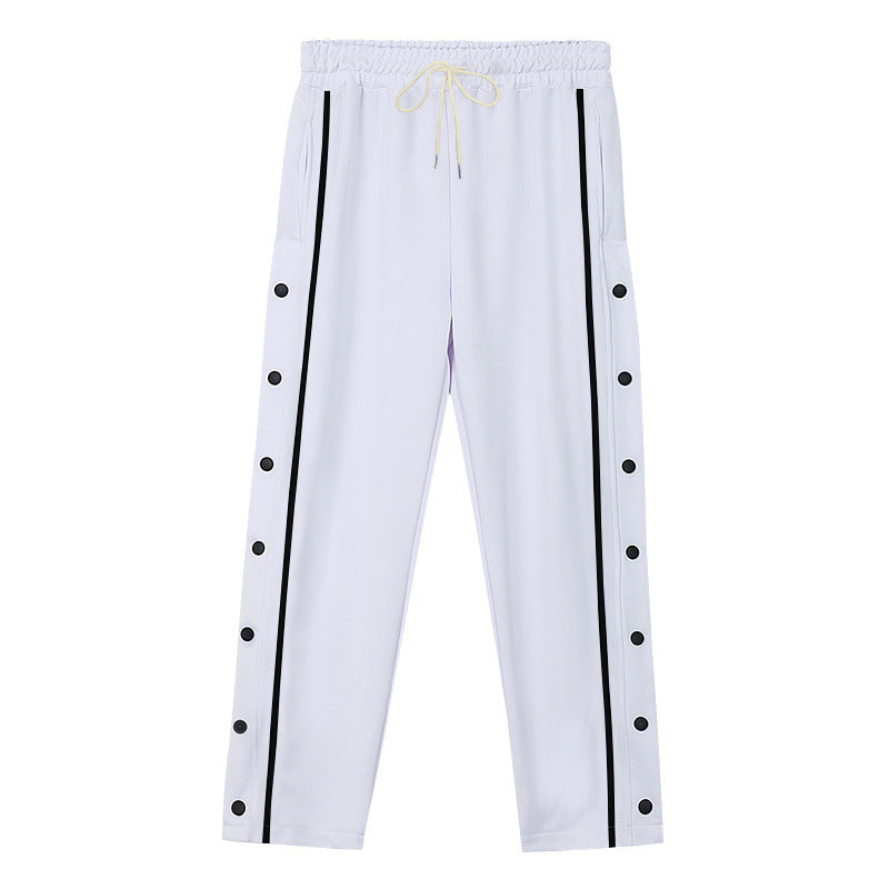 Unisex nan leichte Sport-Trainingshose mit Druckknopfleiste und elastischem Kordelbund EB