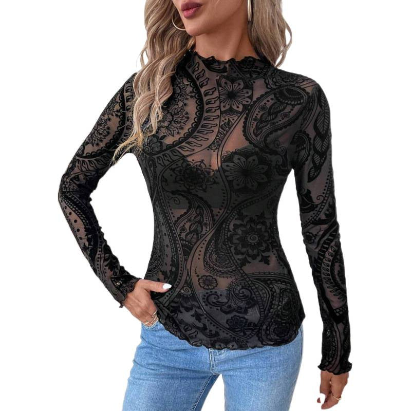 Damen Elegantes Spitzenoberteil mit floralem Muster und enganliegender Passform EB