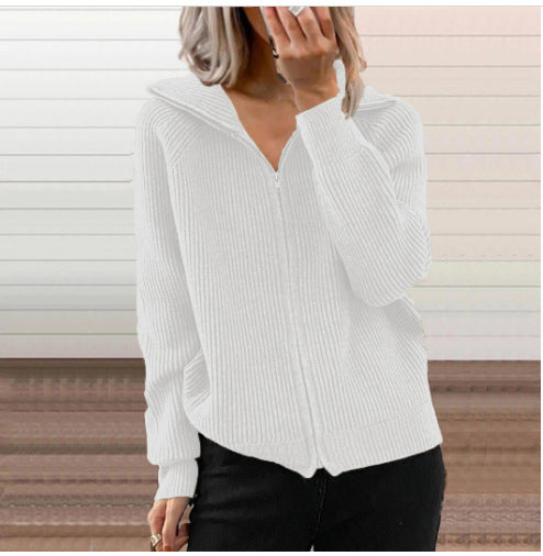 Damen Zip-Kapuzenpullover aus strukturierter Strickware EB
