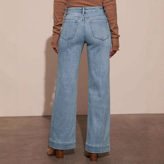 Damen Weit geschnittene Jeans mit hohen Taschen und elegantem Auftritt EB