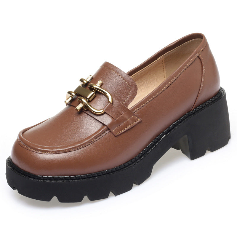 Damen Elegante Mokassins mit modischem Schmuckdetail und rutschfestem Blockabsatz EB