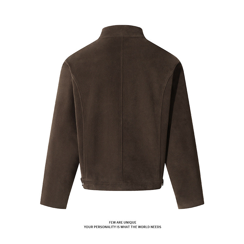 Herren Freizeitjacke aus weichem Kunstleder mit praktischem Kragen und Reißverschluss EB