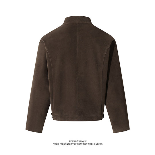 Herren Freizeitjacke aus weichem Kunstleder mit praktischem Kragen und Reißverschluss EB