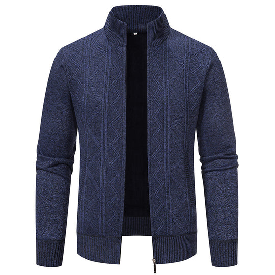 Herren Strickjacke mit hohem Kragen und Zipper EB