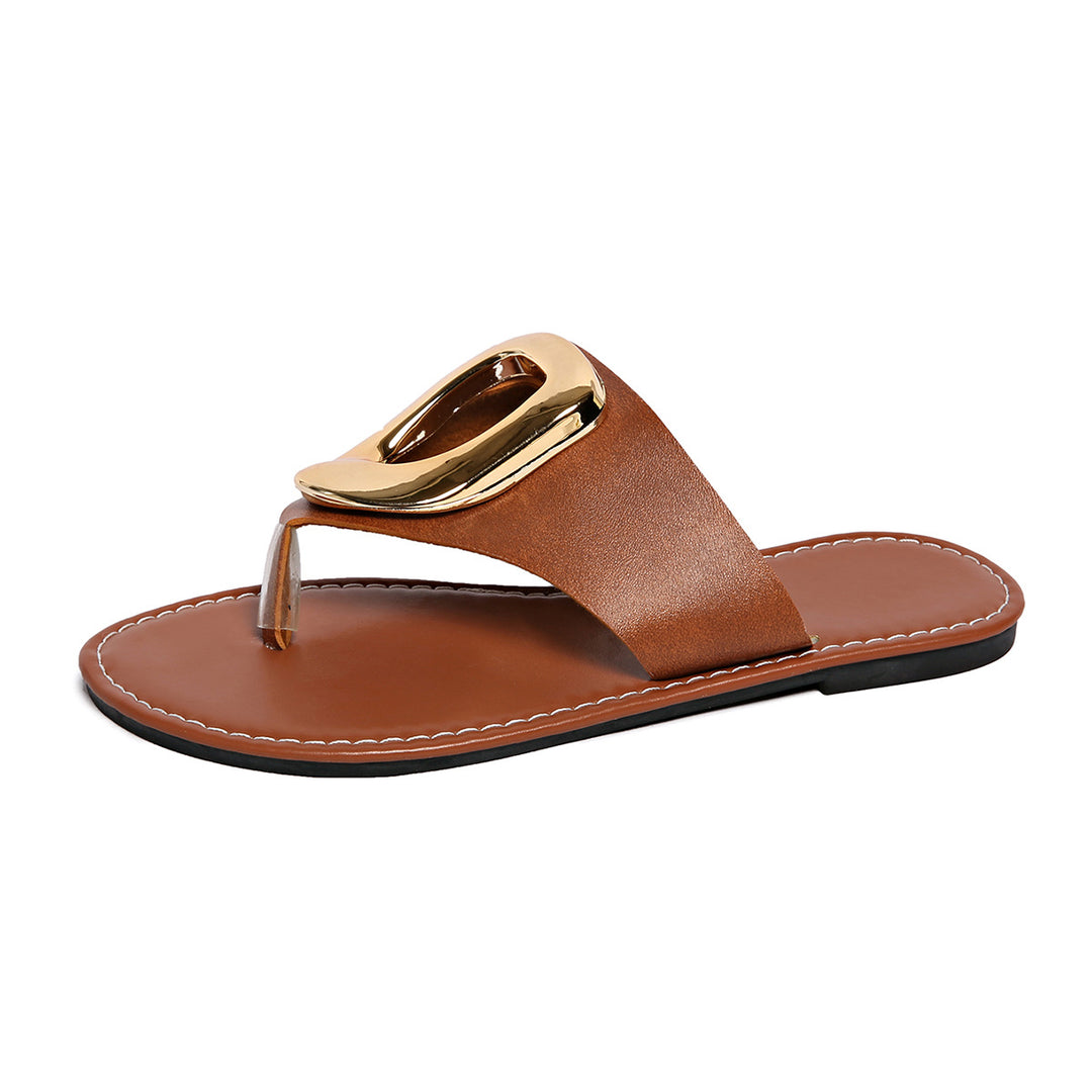 Damen modische Zehentrenner-Sandalen mit glamourösem Schmuckdetail und rutschfester Sohle EB
