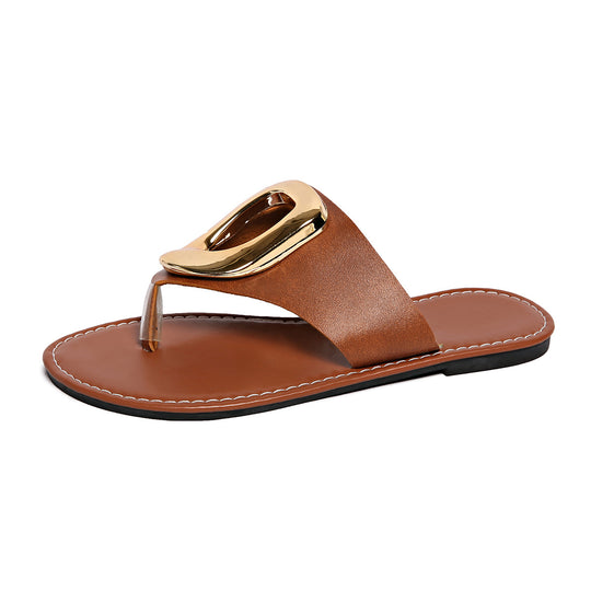 Damen modische Zehentrenner-Sandalen mit glamourösem Schmuckdetail und rutschfester Sohle EB