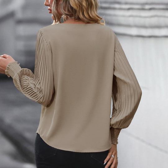 Damen Elegantes Blusenshirt mit Plisseé-Ärmeln EB