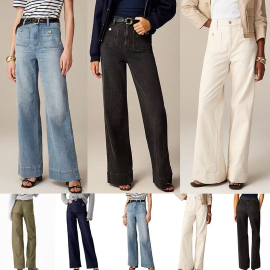 Damen Weite Jeans mit modischem Saum EB
