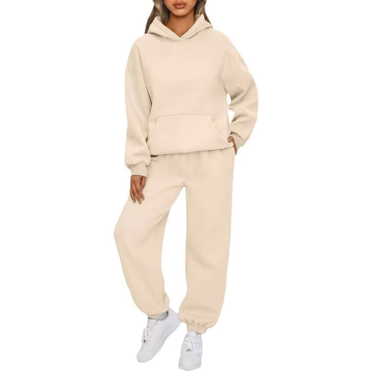 Damen nan Oversized Hoodie- und Jogginghose-Set aus weicher Baumwollmischung EB