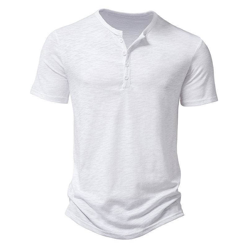 Herren Kurzarm-Henley-Shirt mit klassischem Knopfdesign EB