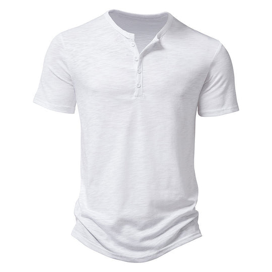 Herren Kurzarm-Henley-Shirt mit klassischem Knopfdesign EB