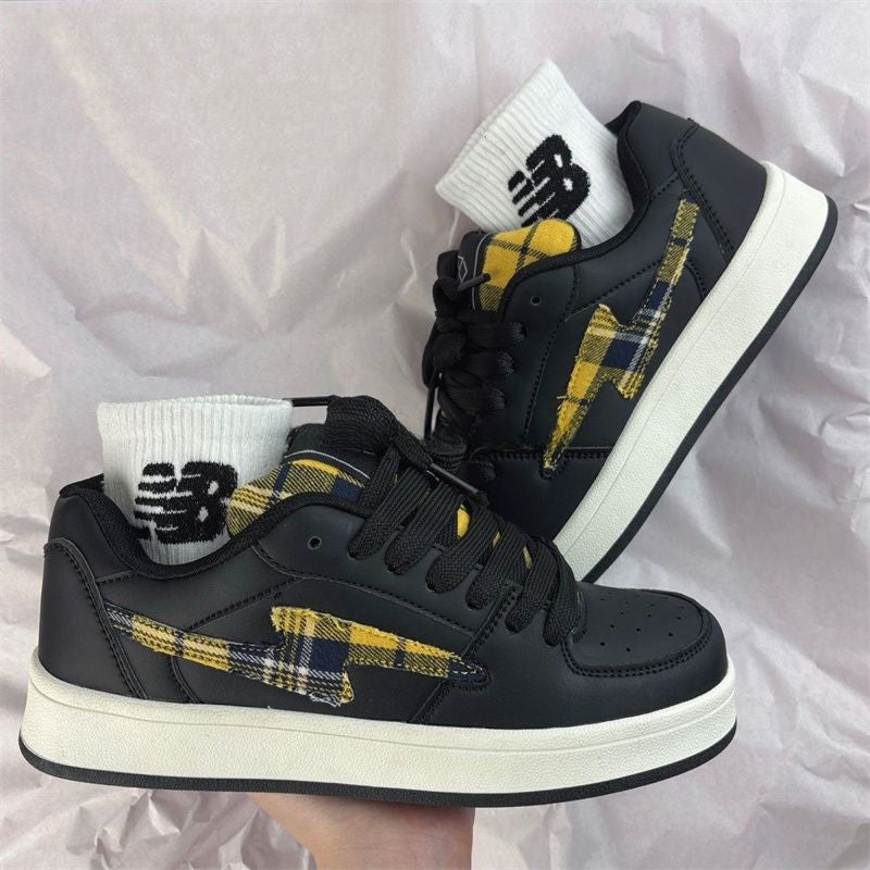 Damen Modische Sneakers mit kariertem Design und gepolsterter Innensohle EB