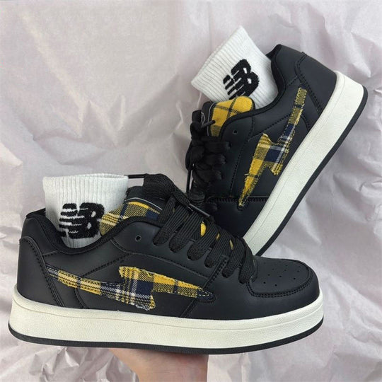 Damen Modische Sneakers mit kariertem Design und gepolsterter Innensohle EB