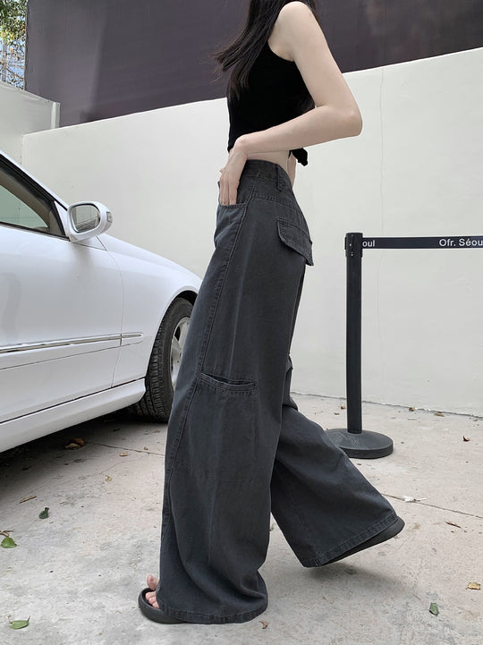 Damen Weite High-Waist Hose mit praktischen Taschen EB