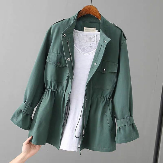 Damen Praktische Freizeitjacke mit verstellbarem Bund und Taschen EB