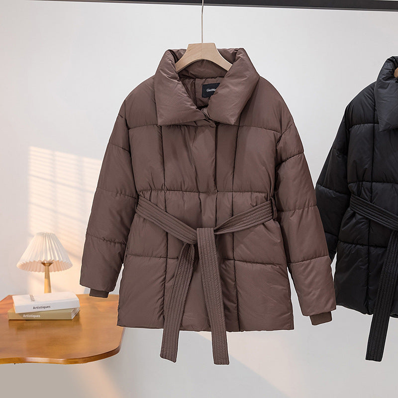Damen Wattierte Jacke mit Gürtel und eleganter Kragenform EB