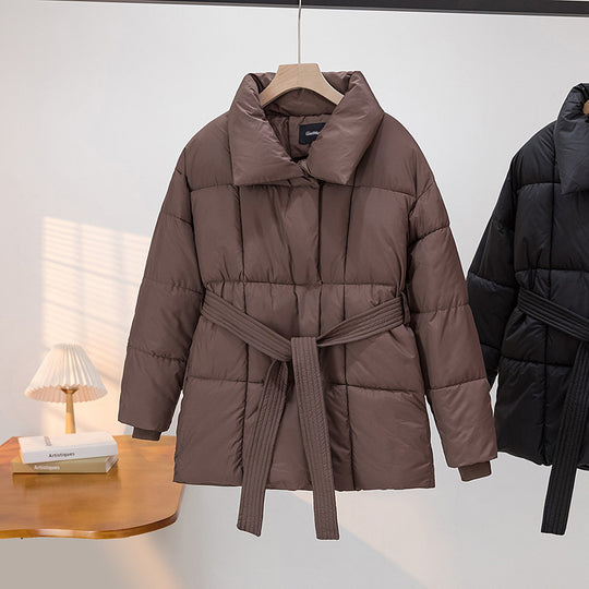 Damen Wattierte Jacke mit Gürtel und eleganter Kragenform EB