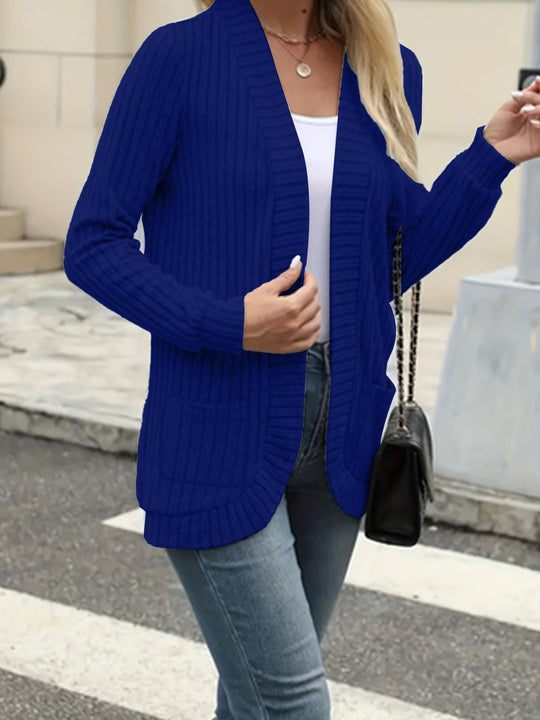 Damen Strickjacke mit offenen Front und praktischen Taschen EB