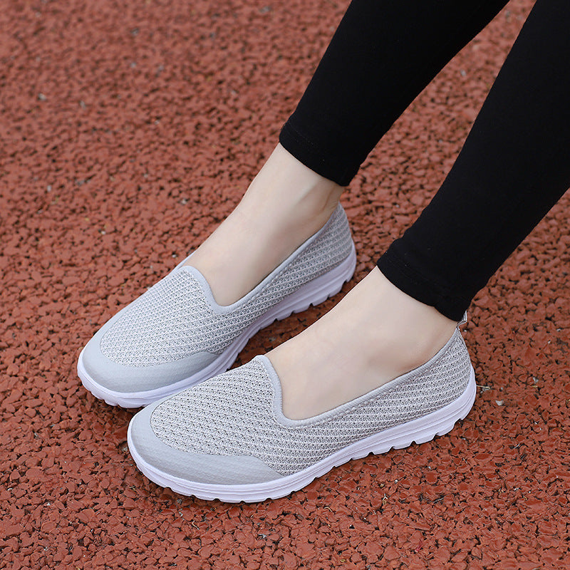Damen Bequeme Slip-On Sneakers mit elastischem Obermaterial und rutschfester Sohle EB