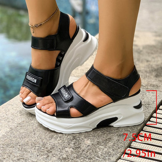Damen Wedge-Sandalen mit verstellbaren Riemen und gepolsterter Sohle EB